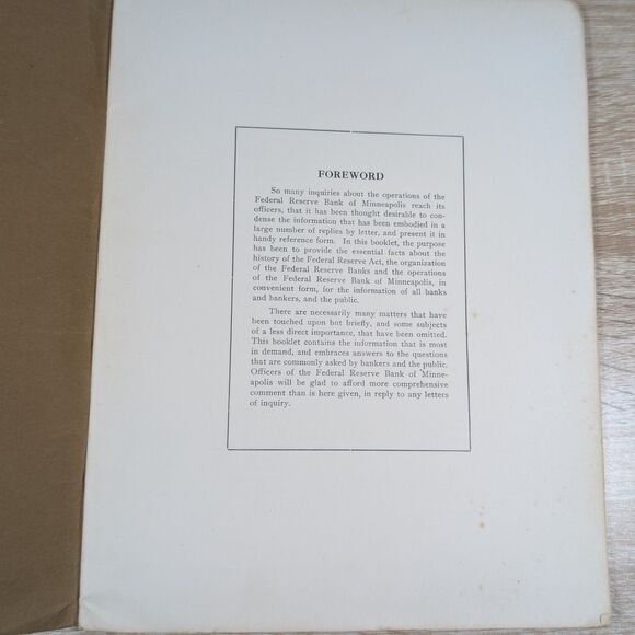 1919 Federal Reserve System Booklet – Minneapolis – Original – Rare - Picture 8 of 9